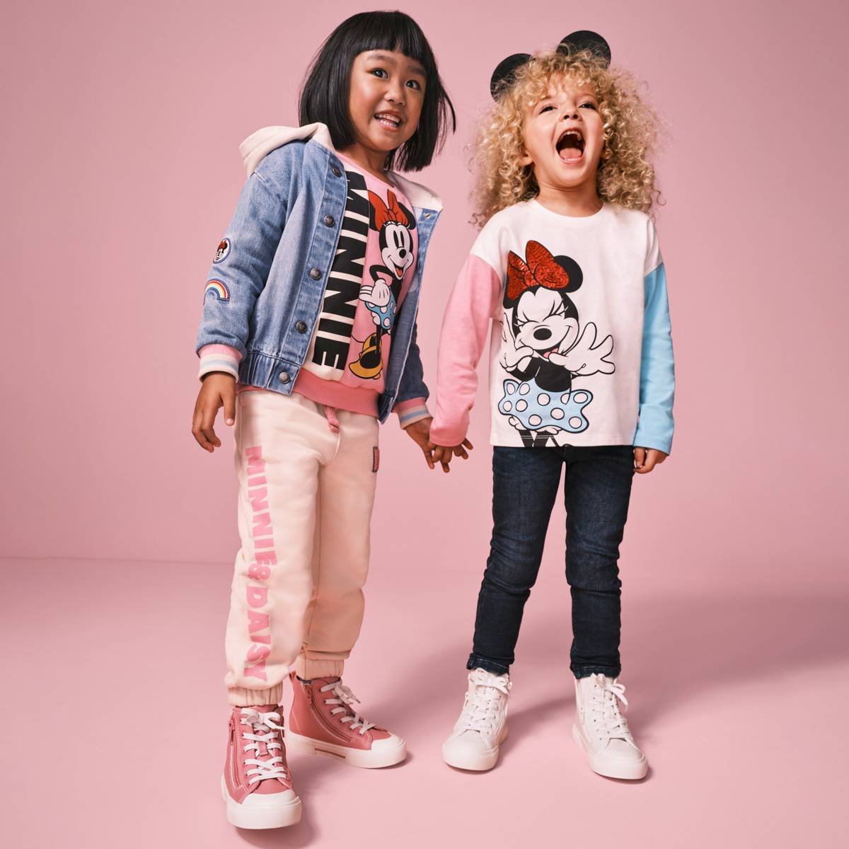 Kids wearing pink Minnie Mouse™ clothing. Shop the Character Shop
